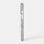 Mid Century Modern Black White Monogrammed Initial iPhone 16 Hoesje (Linkerkant)