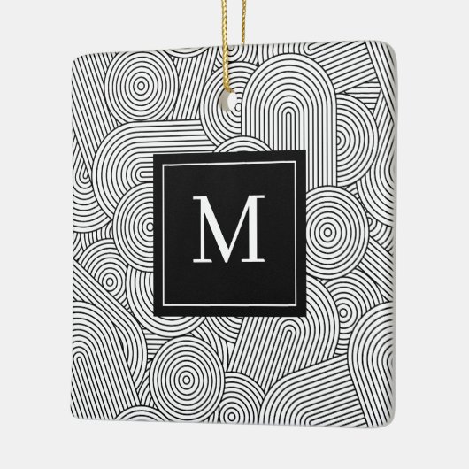 Mid Century Modern Black White Monogrammed Initial Keramisch Ornament (Links)