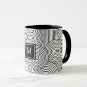 Mid Century Modern Black White Monogrammed Initial Mok (Voorkant rechts)