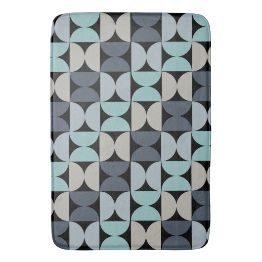 Mid-Century Modern blauw en grijs Badmat (Voorkant Verticaal)
