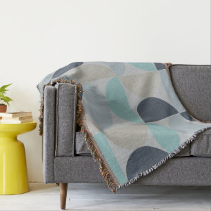 Mid-Century Modern blauw en grijs Deken