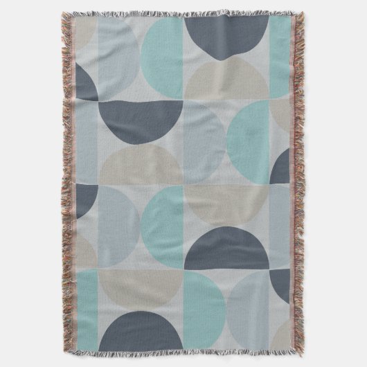 Mid-Century Modern blauw en grijs Deken (Voorkant Verticaal)