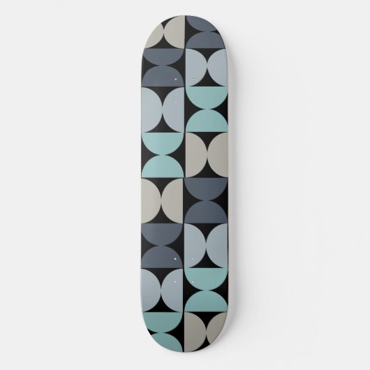 Mid-Century Modern blauw en grijs Skateboard (Voorkant)