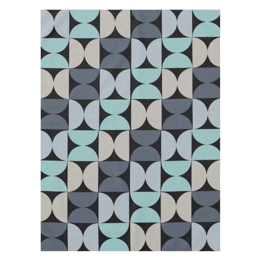 Mid-Century Modern blauw en grijs Tafelkleed (Voorkant)