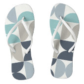 Mid-Century Modern blauw en grijs Teenslippers (Voetbed)