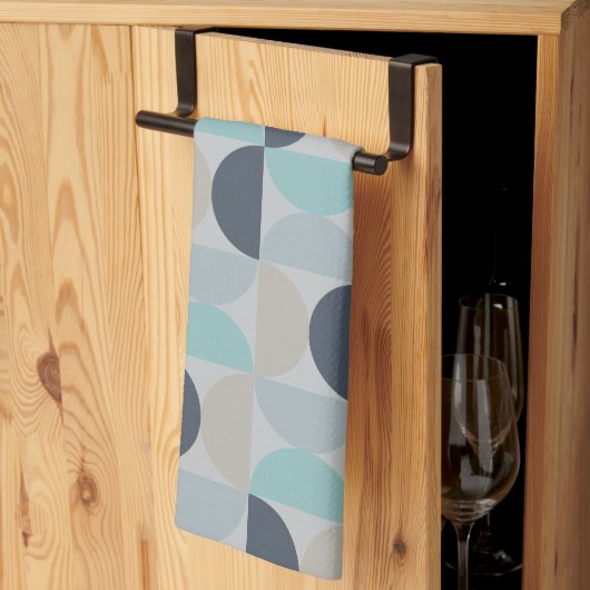 Mid-Century Modern blauw en grijs Theedoek (Derde Gevouwen)