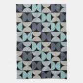 Mid-Century Modern blauw en grijs Theedoek (Verticaal)