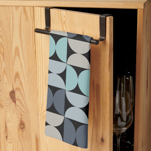 Mid-Century Modern blauw en grijs Theedoek (Derde Gevouwen)