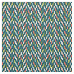 Mid-Century modern Blauwgroen en koraalpatroon Stof