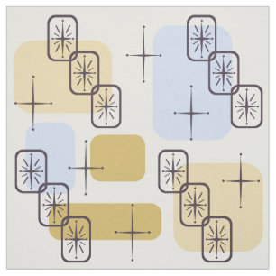 Mid Century Modern Blue Gold Stof