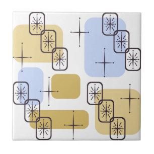 Mid Century Modern Blue Gold Tegeltje