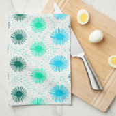 Mid Century Modern Blue Green Kitchen Tea Towel Theedoek (Quarter Fold)