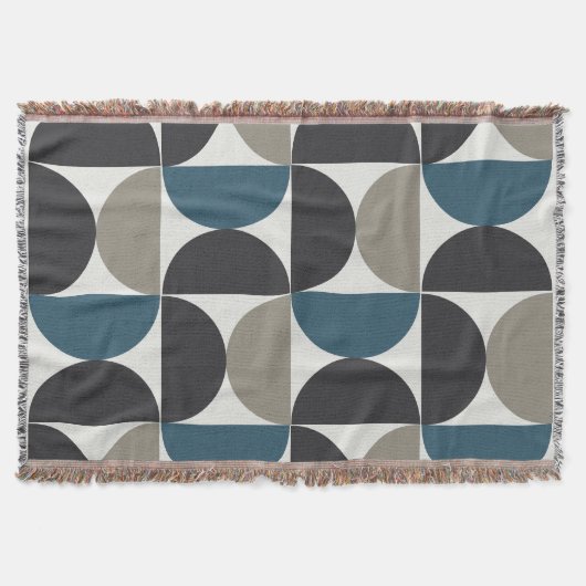 Mid-Century Modern Blue Grey Gunmetal Deken (Voorkant)