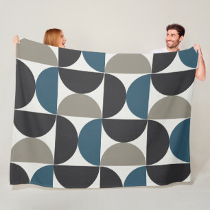 Mid-Century Modern Blue Grey Gunmetal Fleece Deken