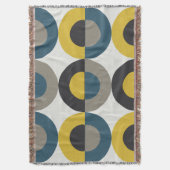 Mid-Century Modern Blue yellow Gunmetal Deken (Voorkant Verticaal)