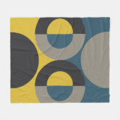 Mid-Century Modern Blue yellow Gunmetal Fleece Deken (Voorkant (Horizontaal))