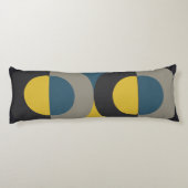 Mid-Century Modern Blue yellow Gunmetal Lichaamskussen (Achterkant)