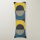 Mid-Century Modern Blue yellow Gunmetal Lichaamskussen (Voorkant Verticaal)