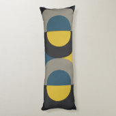 Mid-Century Modern Blue yellow Gunmetal Lichaamskussen (Achterkant (Verticaal))