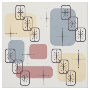 Mid Century Modern Blue Yellow Pink Stof