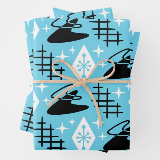 Mid Century Modern Boomerang Pattern Inpakpapier Vel (In situ)