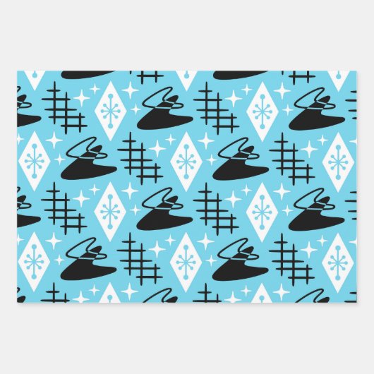 Mid Century Modern Boomerang Pattern Inpakpapier Vel (Voorkant)