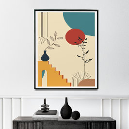 Mid-Century Modern Botanical Art Print, Poster