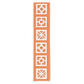 Mid Century Modern Breeze Block Sinaasappel Runner Korte Tafelloper (Voorkant)