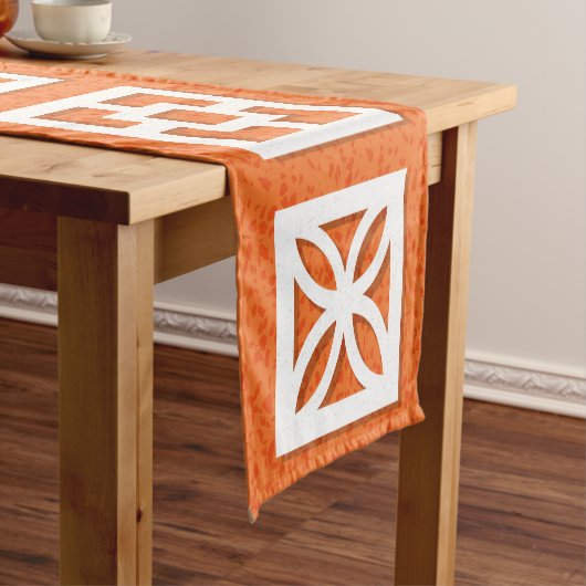 Mid Century Modern Breeze Block Sinaasappel Runner Korte Tafelloper (Voorbeeld)