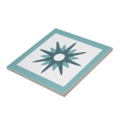 Mid-Century Modern Bright Turquoise Starburst Tegeltje (Zijkant)
