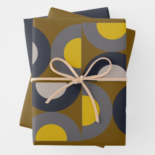 Mid-Century Modern Bronze Mustard Thunder Inpakpapier Vel (In situ)