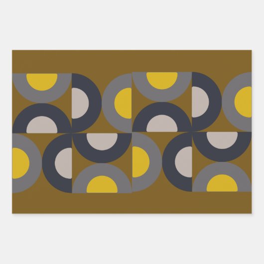 Mid-Century Modern Bronze Mustard Thunder Inpakpapier Vel (Voorkant)