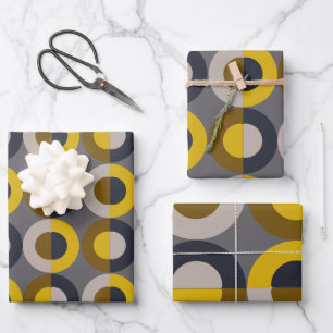 Mid-Century Modern Bronze Mustard Thunder Inpakpapier Vel