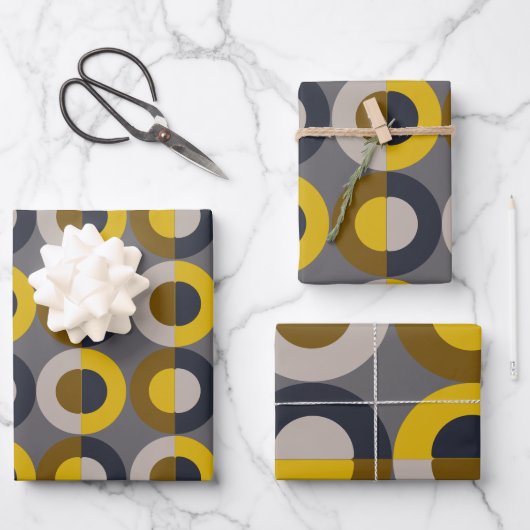 Mid-Century Modern Bronze Mustard Thunder Inpakpapier Vel (Voorkant)