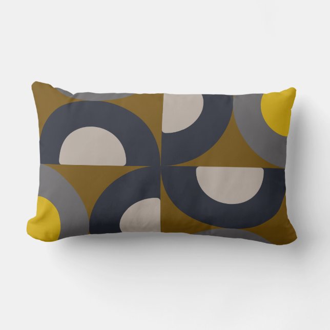 Mid-Century Modern Bronze Mustard Thunder Kussen (Voorkant)