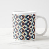 Mid-Century Modern Brown & Blauwgroen Pattern Extra Grote Beker (Rechts)