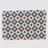 Mid-Century Modern Brown & Blauwgroen Pattern Golfhanddoek (Horizontaal)