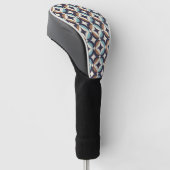 Mid-Century Modern Brown & Blauwgroen Pattern Golfheadcover (Schuin)