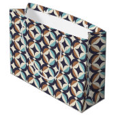 Mid-Century Modern Brown & Blauwgroen Pattern Groot Cadeauzakje (Achterkant Gekanteld)
