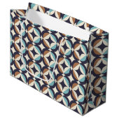 Mid-Century Modern Brown & Blauwgroen Pattern Groot Cadeauzakje (Voorkant Gekanteld)