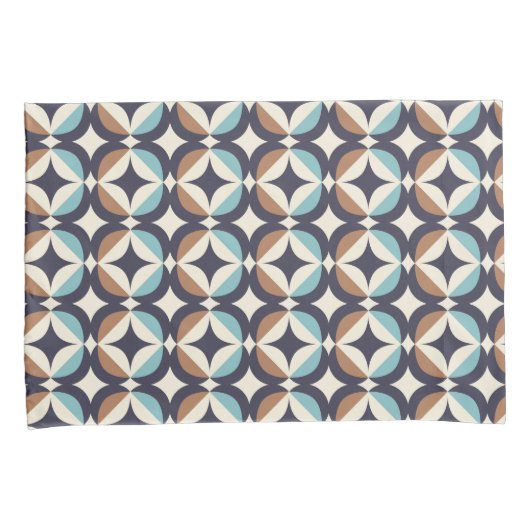 Mid-Century Modern Brown & Blauwgroen Pattern Kussensloop (Voorkant-Rechts)