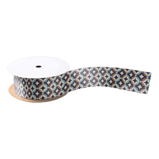 Mid-Century Modern Brown & Blauwgroen Pattern Lint (Spoel)