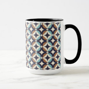 Mid-Century Modern Brown & Blauwgroen Pattern Mok