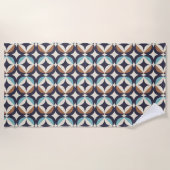 Mid-Century Modern Brown & Blauwgroen Pattern Strandlaken (Voorkant)