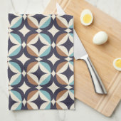 Mid-Century Modern Brown & Blauwgroen Pattern Theedoek (Quarter Fold)