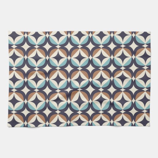 Mid-Century Modern Brown & Blauwgroen Pattern Theedoek (Horizontaal)