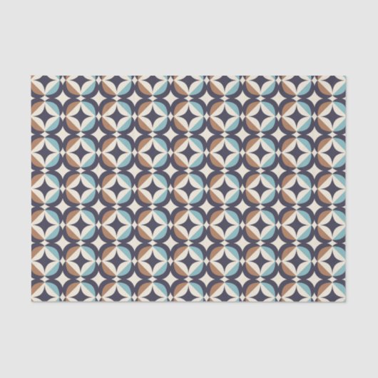 Mid-Century Modern Brown & Blauwgroen Pattern Tissuepapier (Voorkant)