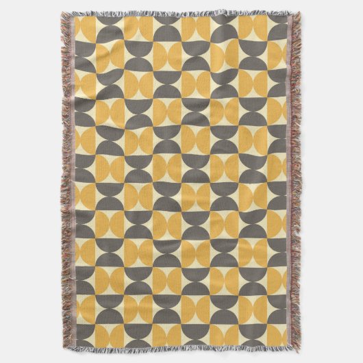 Mid-Century Modern Brown & Gold Pattern Deken (Voorkant Verticaal)