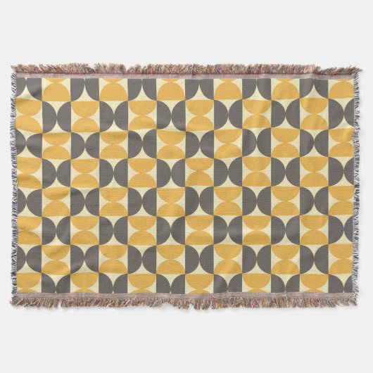 Mid-Century Modern Brown & Gold Pattern Deken (Voorkant)