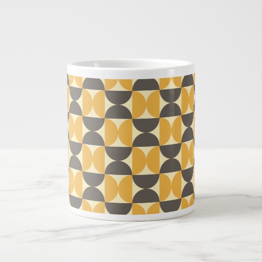 Mid-Century Modern Brown & Gold Pattern Extra Grote Beker (Voorkant)